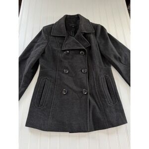 Vintage Jason Kole Black Charcoal Wool Blend Double Breasted Coat Women's M Y2K